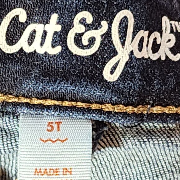 Cat and Jack Dark Wash Denim Slip On Adjustable Waist Stretch Skinny Jeans Sz 5T - Picture 16 of 16